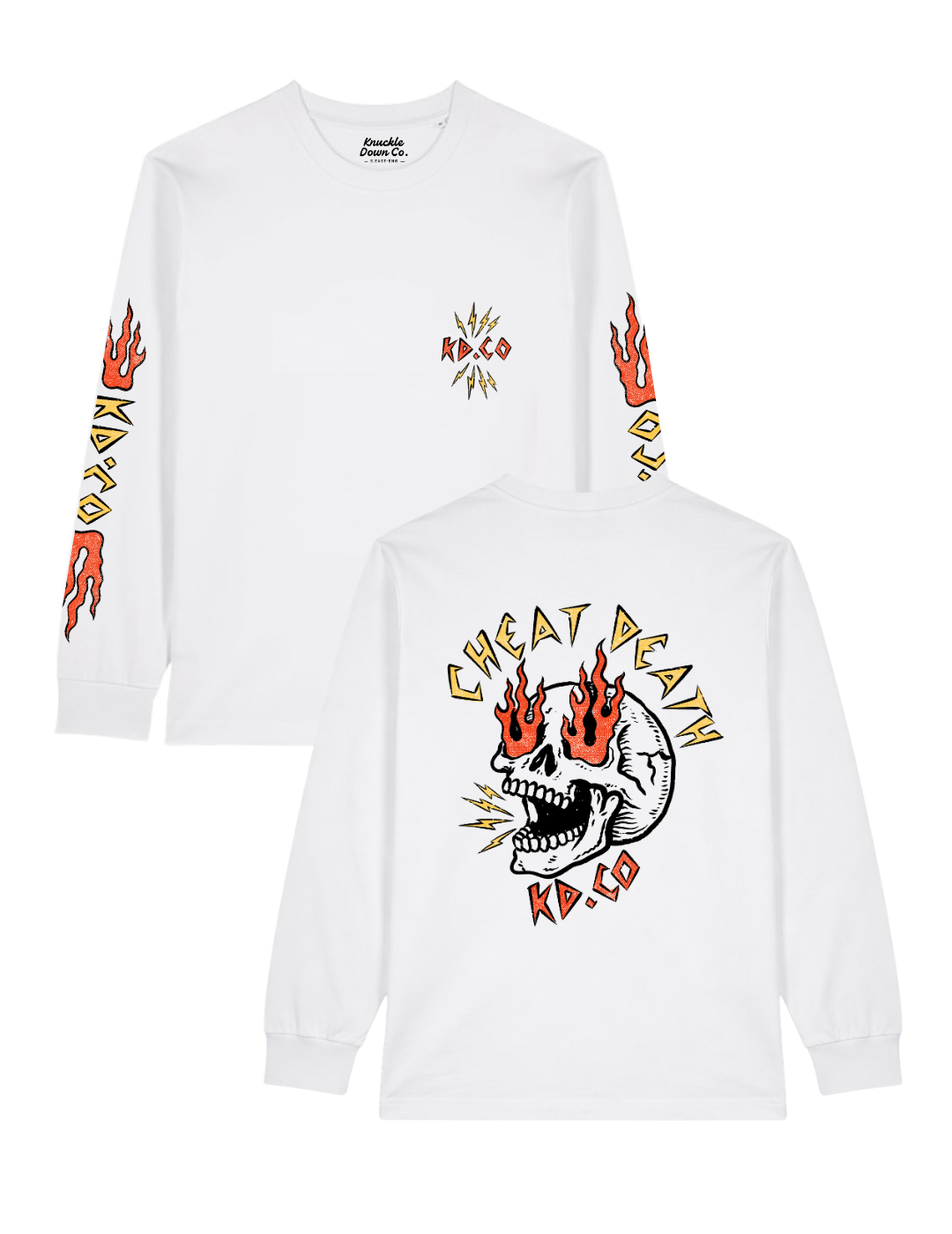 CHEAT DEATH - Long Sleeve T-Shirt (White)