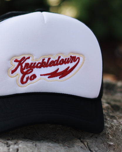 EMBROIDERED FOAM TRUCKER CAP - (White & Black)