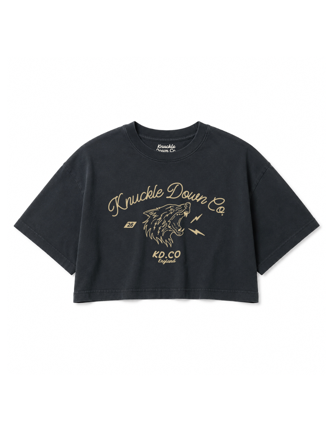 WOLF - Cropped T-Shirt (Washed Black)