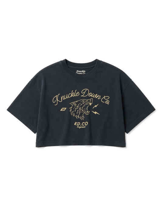WOLF - Cropped T-Shirt (Washed Black)