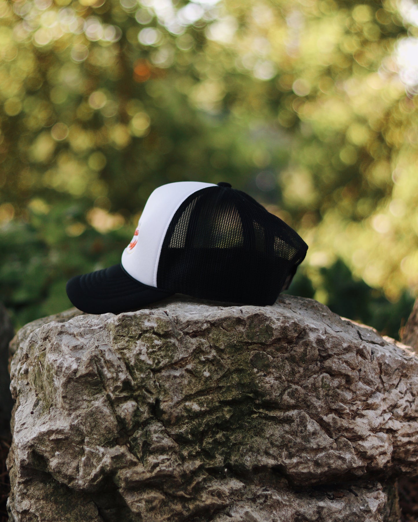 EMBROIDERED FOAM TRUCKER CAP - (White & Black)