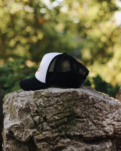 EMBROIDERED FOAM TRUCKER CAP - (White & Black)