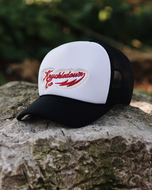 EMBROIDERED FOAM TRUCKER CAP - (White & Black)