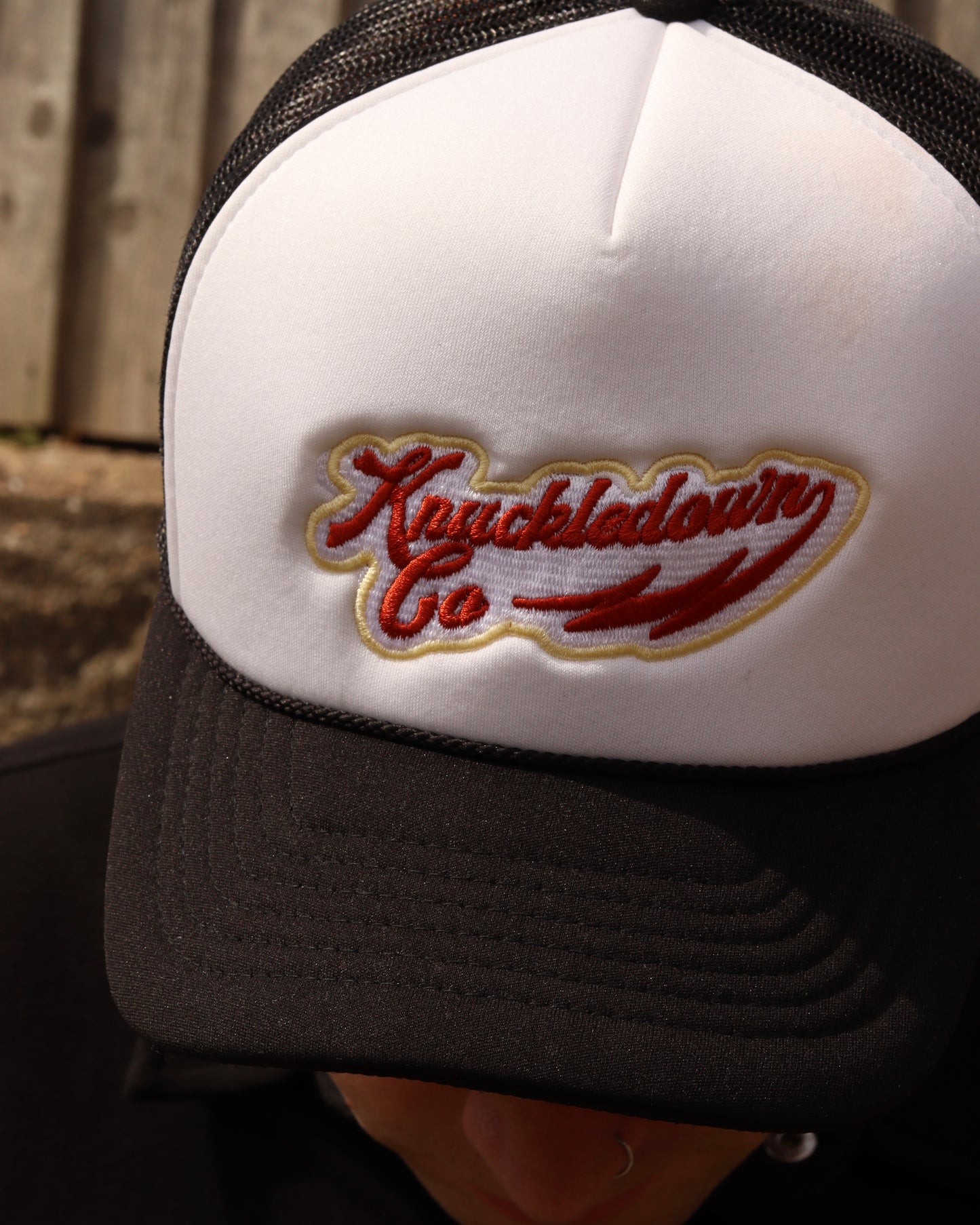 EMBROIDERED FOAM TRUCKER CAP - (White & Black)