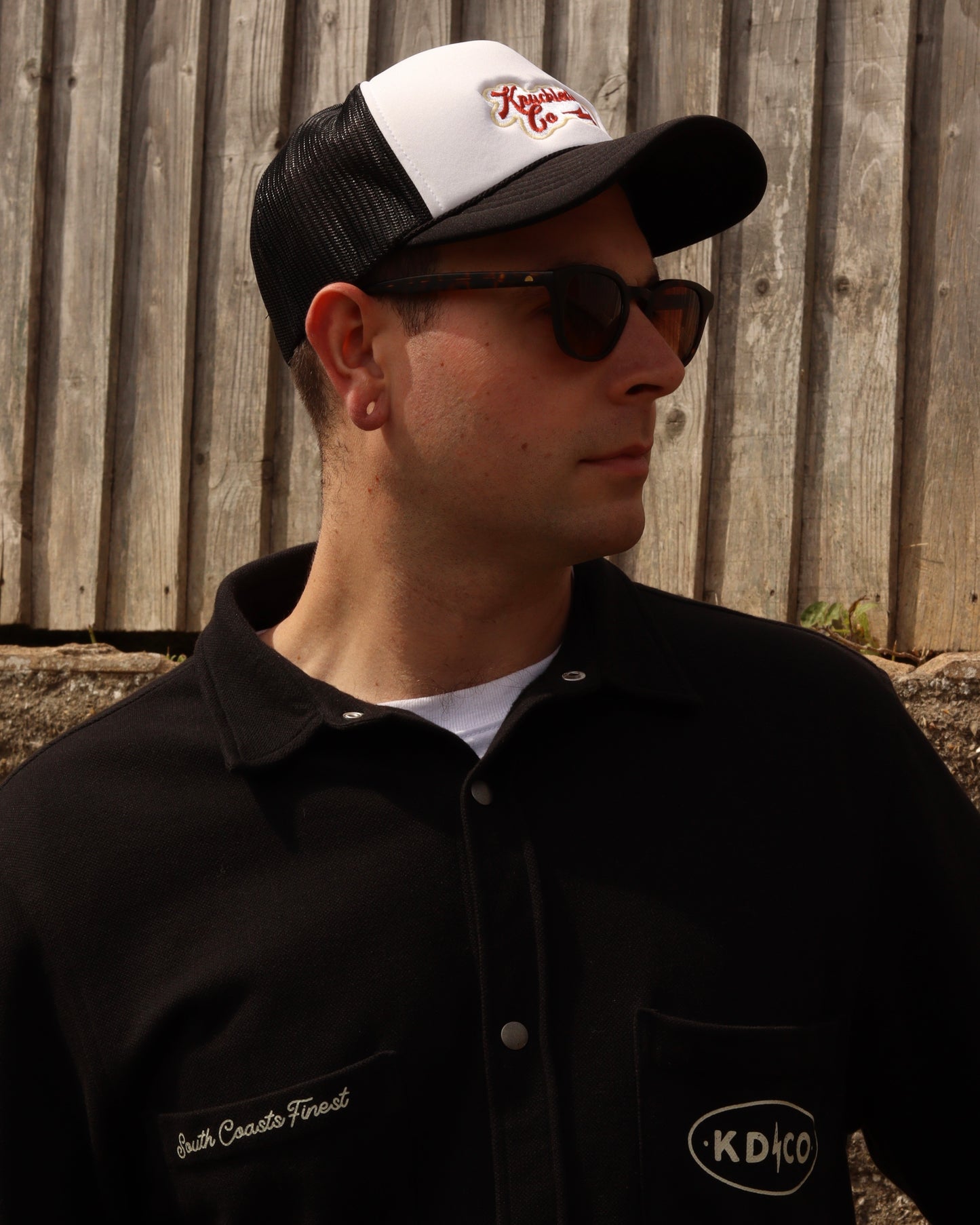 EMBROIDERED FOAM TRUCKER CAP - (White & Black)