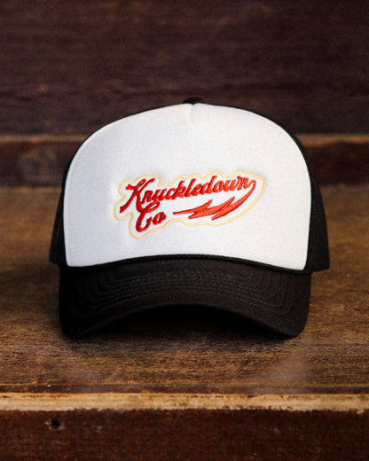 EMBROIDERED FOAM TRUCKER CAP - (White & Black)
