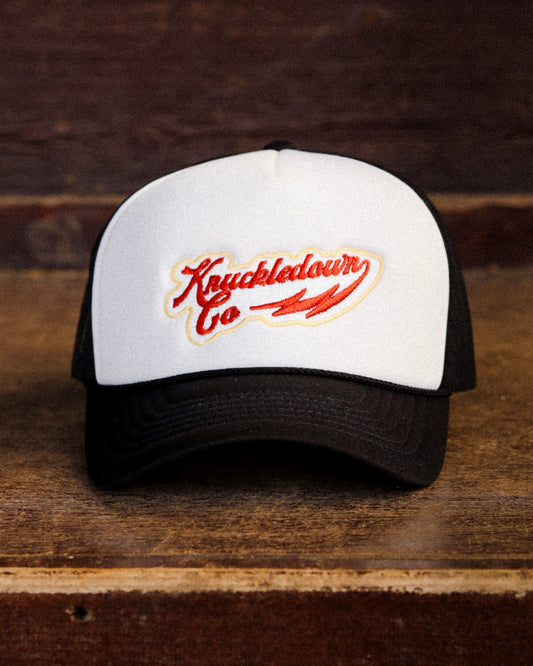 EMBROIDERED FOAM TRUCKER CAP - (White & Black)