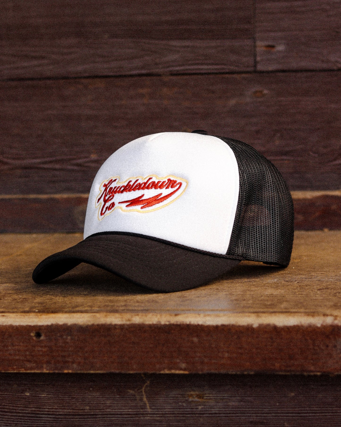 EMBROIDERED FOAM TRUCKER CAP - (White & Black)