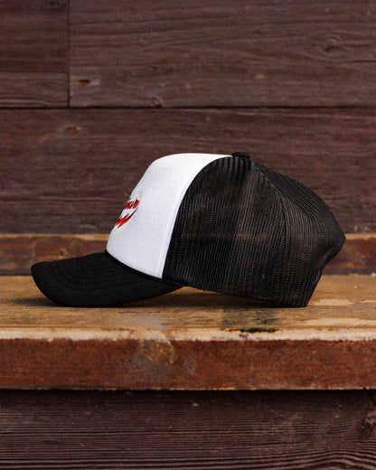EMBROIDERED FOAM TRUCKER CAP - (White & Black)