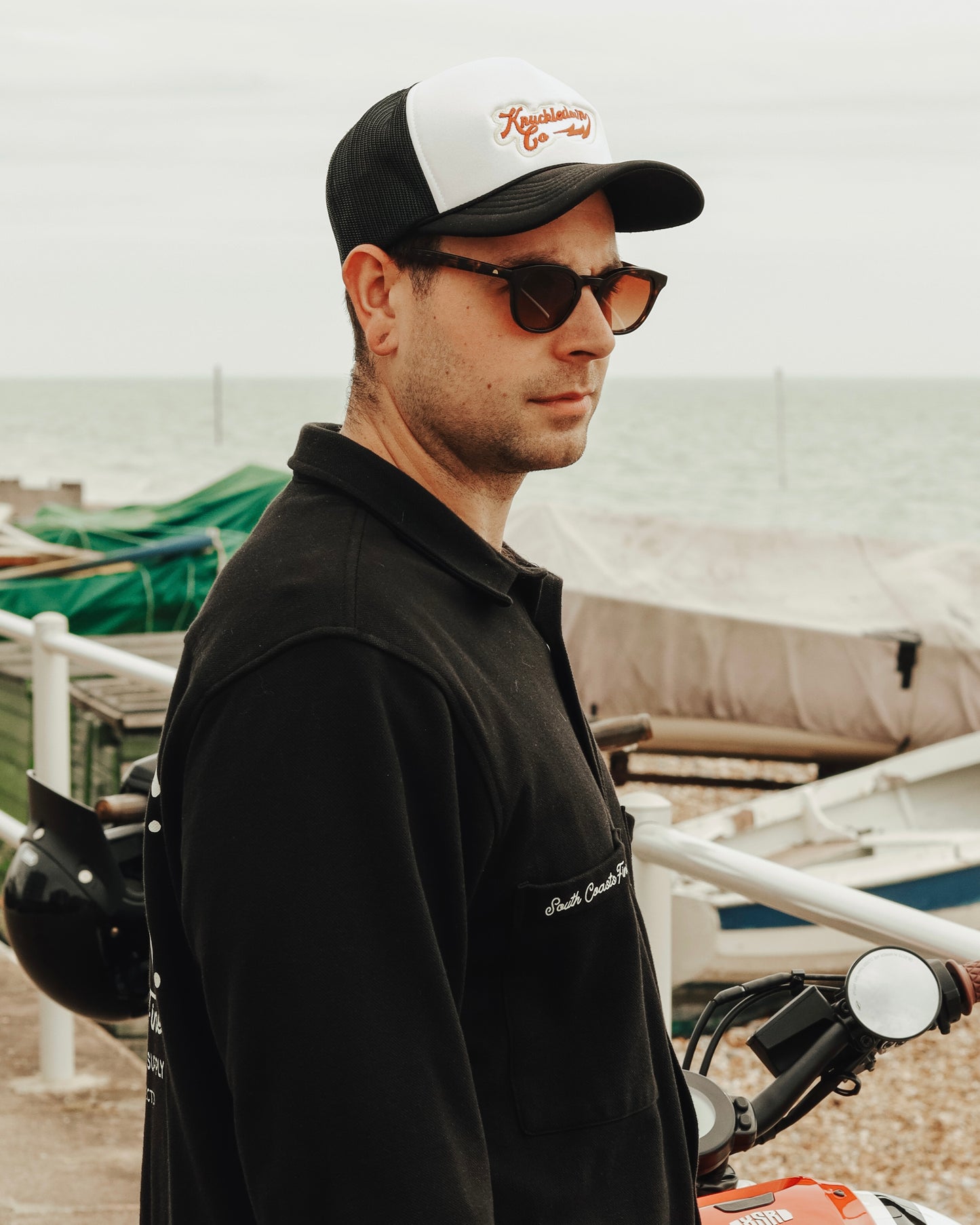 EMBROIDERED FOAM TRUCKER CAP - (White & Black)