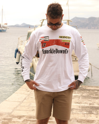 RETRO PIT CREW - Long Sleeve T-Shirt (White)