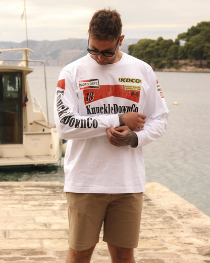 RETRO PIT CREW - Long Sleeve T-Shirt (White)