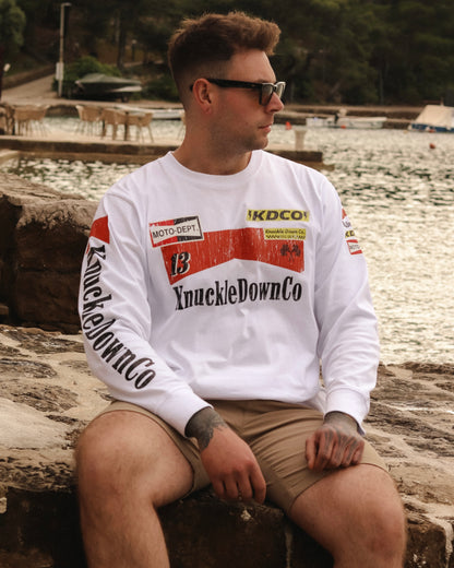 RETRO PIT CREW - Long Sleeve T-Shirt (White)