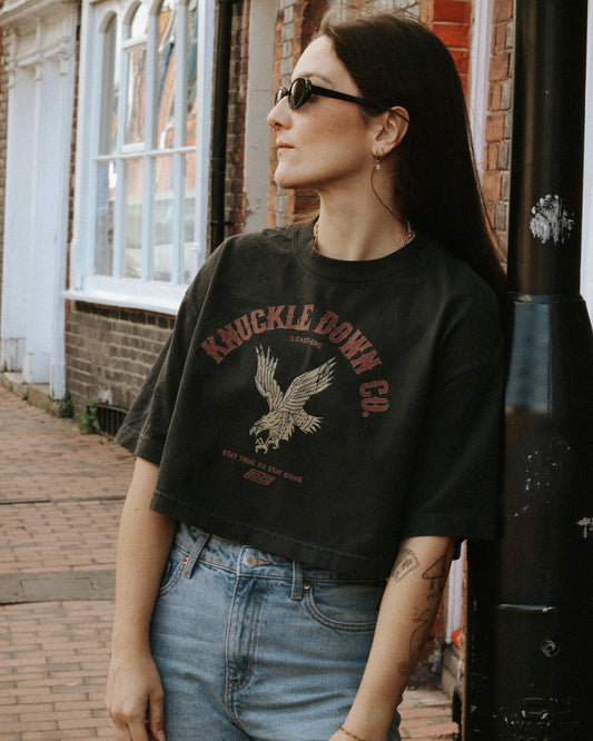 EAGLE - Cropped T-Shirt (Washed Black)