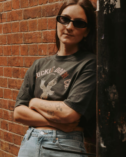 EAGLE - Cropped T-Shirt (Washed Black)